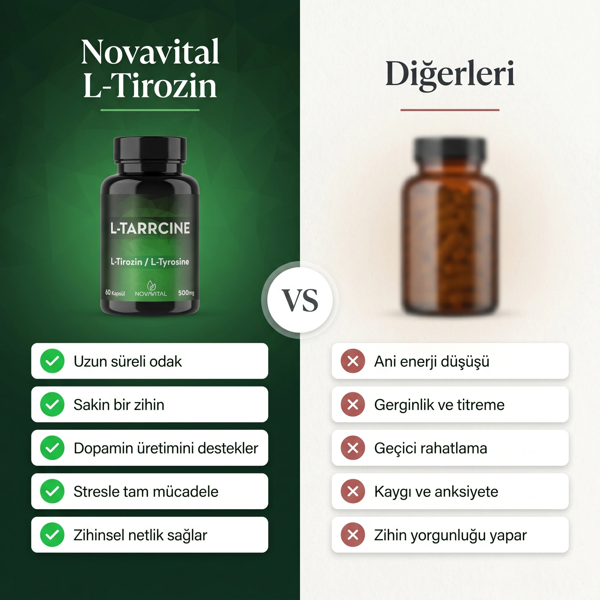 L-Tarrcıne Odaklanma Dostu Vitamin Takviyesi (Dopamin Üretimini Destekler)